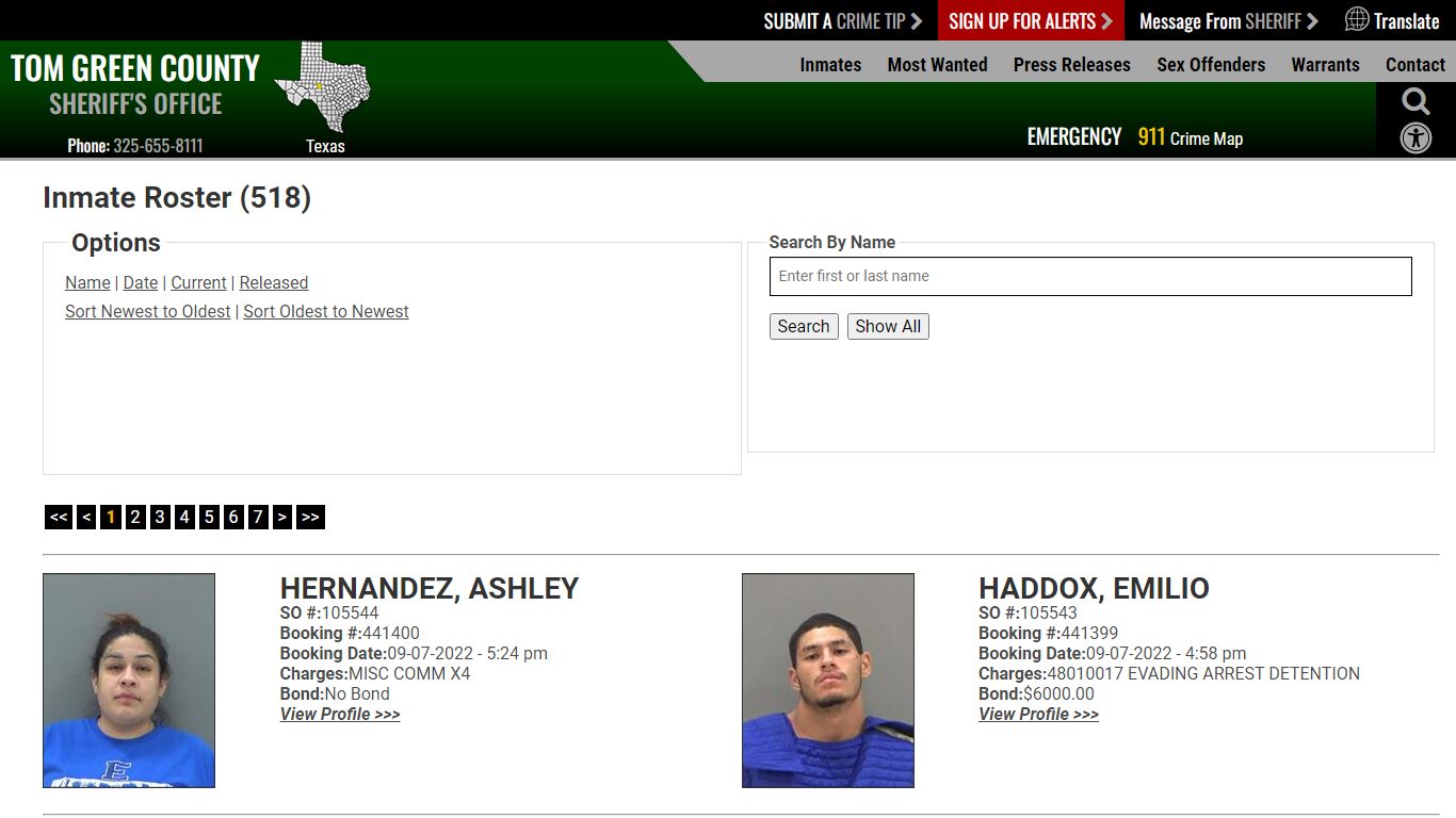 Inmate Roster - Tom Green County TX Sheriff's Office